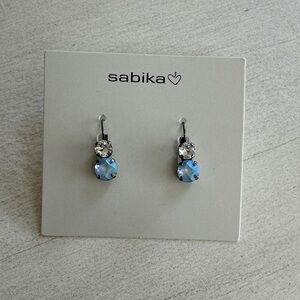 Sabika Silver Blue & Clear Crystal Drop Earrings